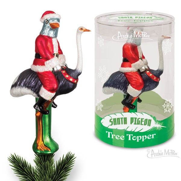 Ornament - Tree Topper - Santa Pigeon