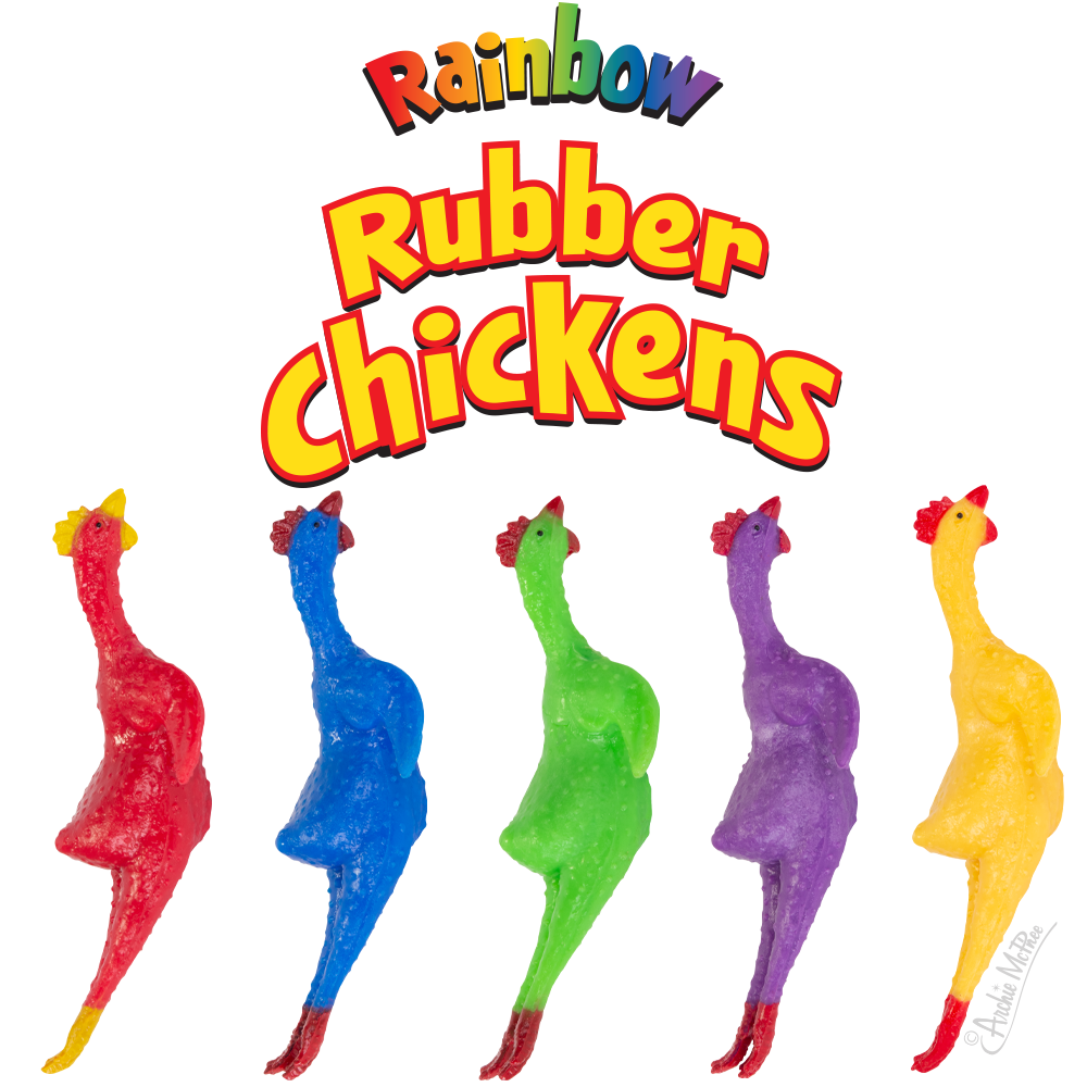 Rubber Chicken 3"- Rainbow CDU(72)